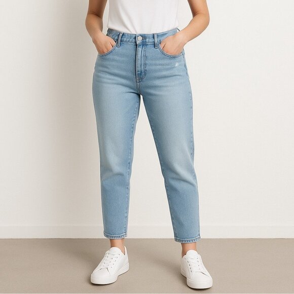 Sonoma Jeans Womens Sz 10 Boyfriend Mom High Rise Light Wash Distressed Tapered - Picture 1 of 11